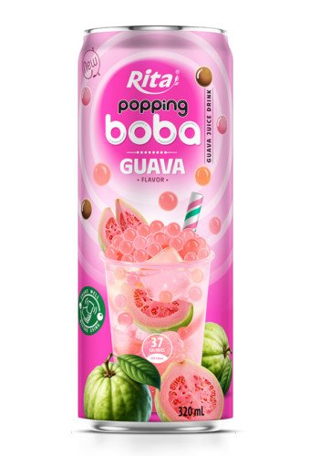 Supplier Popping Boba Tea Guava Flavor 320ml Slim Can