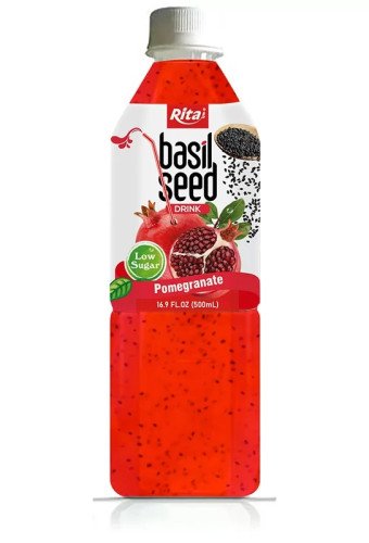 Low Sugar 500ml Bottle Basil Seed Drink Pomegranate Flavor