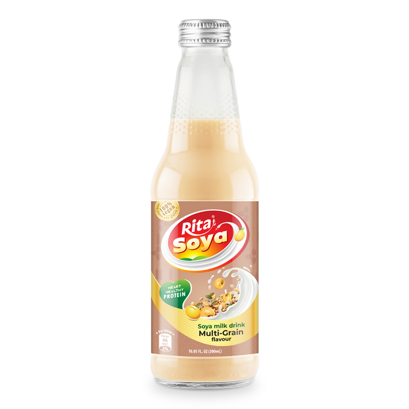 10.05 Fl Oz Glass Bottle Soya Milk Drink Multi Grain