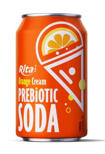 Orange Cream flavor Prebiotic Soda 330ml short can