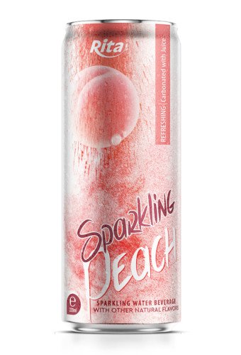 Supplier 320ml Sleek Can Sparkling Water Mix Peach Flavor