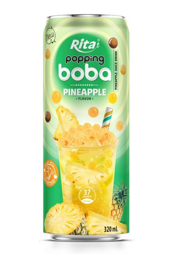 Hot Trending Popping Boba Tea Pineapple Flavor 320ml Slim Can