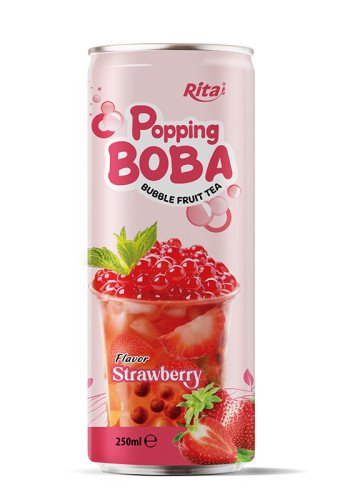 Manufacturing Wholesale Strawberry Flavor Bubble Tea 250ml Can