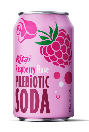 Raspberry Rose Prebiotic Soda 330ml short can