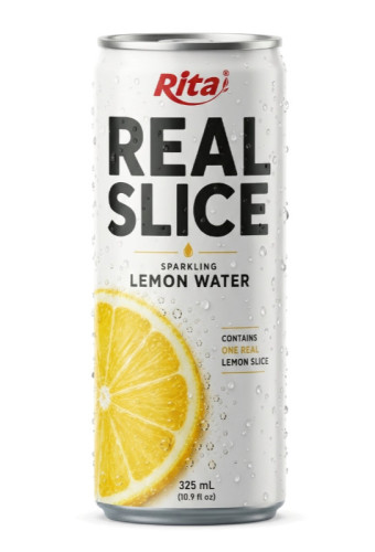 Real Lemon Slice Inside Sparkling Water 325ml Slim Cans– Refreshing Beverage