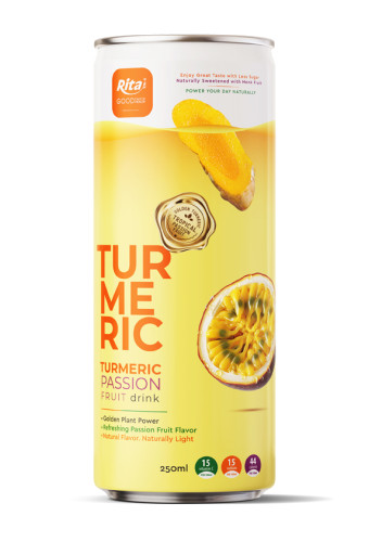 RITA Less Sugar Turmeric Passion Fruit Drink 250ml Slim Can