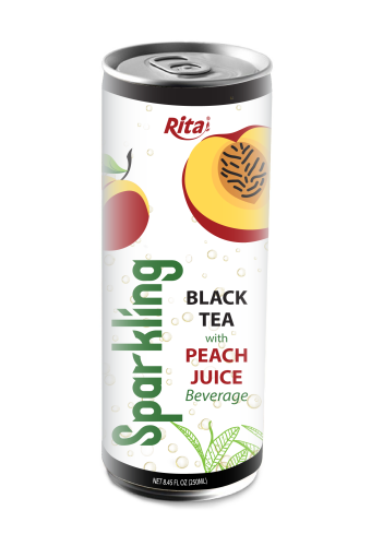 sparkling drink black tea with peach flavor