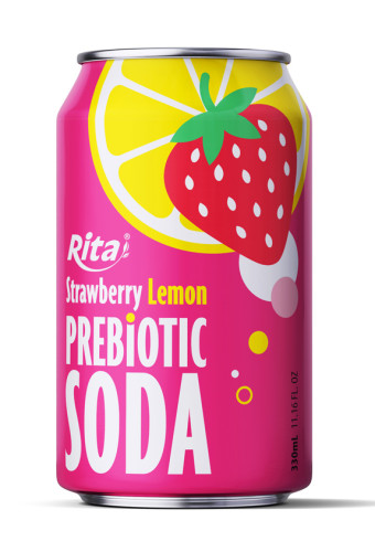 Strawberry Lemon Prebiotic Soda 330ml short can