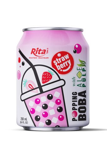 Rita Brand 8.4 Fl Oz Cans Popping Boba Bubble Tea Mix Strawberry